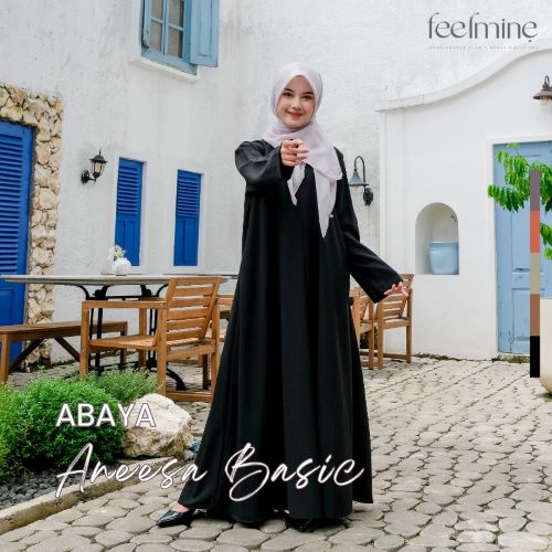 Baju Gamis Abaya Wanita Muslimah Syari Basic Saku Bahan Wolfis Premium - Aneesa Basic by Feelmine